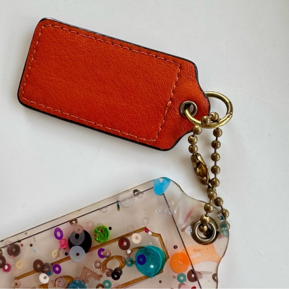 Coach Poppy XL Confetti Lucite & Orange Leather Hangtag Set - Picture 7 of 8